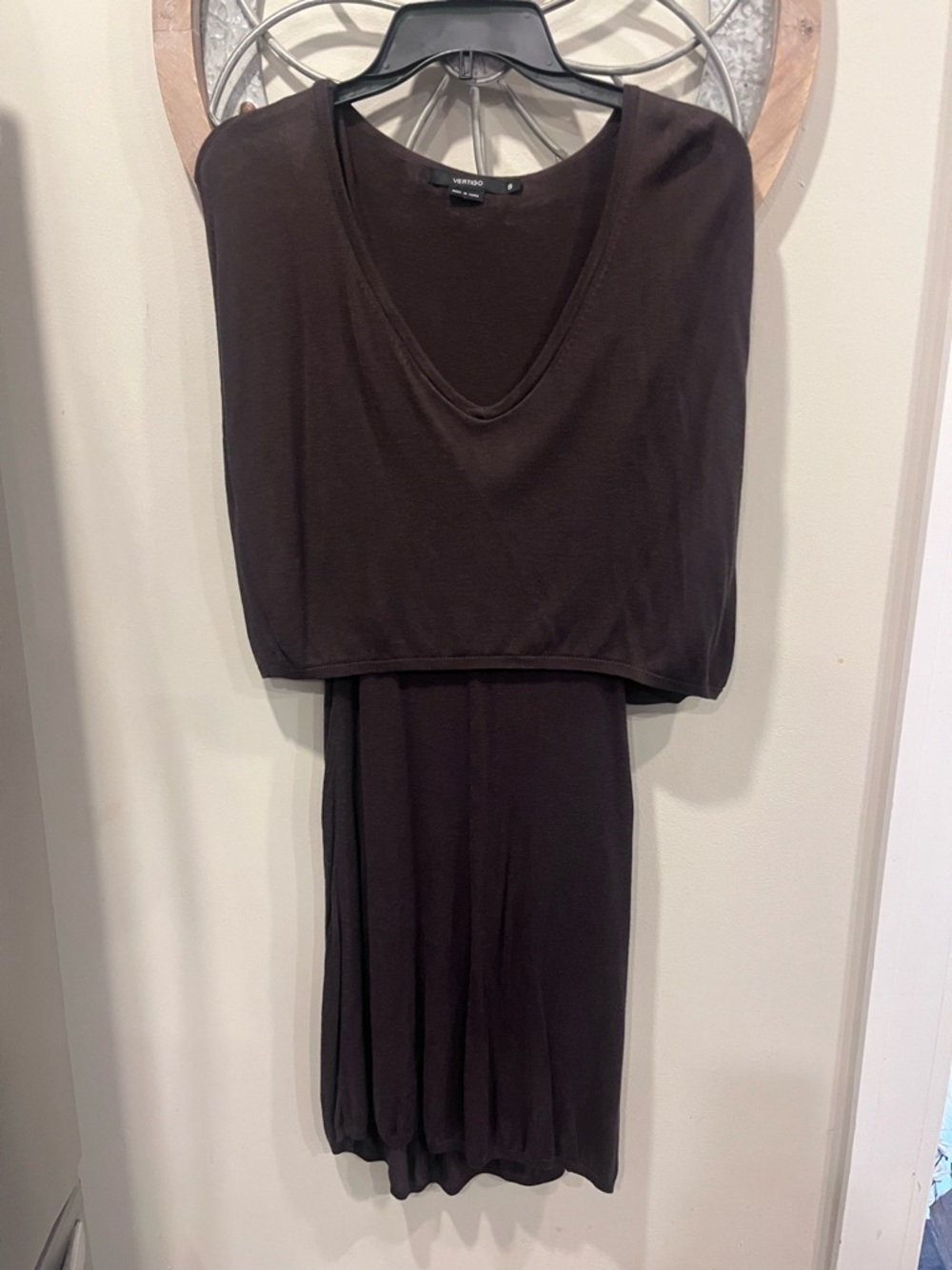 Vertigo Deep Brown V-Neck sweater Sleeveless Midi Dress